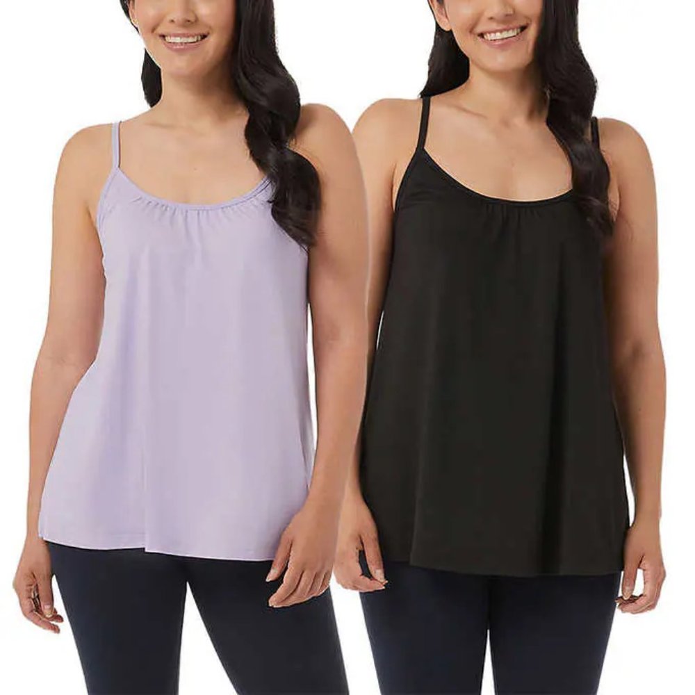 NWT 32 Degrees Women's 2 Pack Bra Top Cami Black/Purple Size M $60 YY013